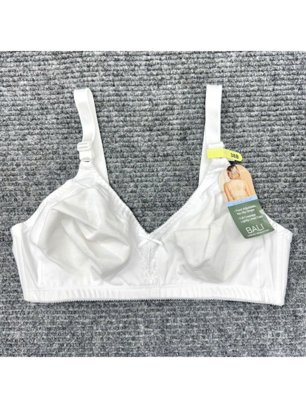 Bali Bra 38B White Cotton Double Classic Support Wire Free Cool Comfort 3036 NEW